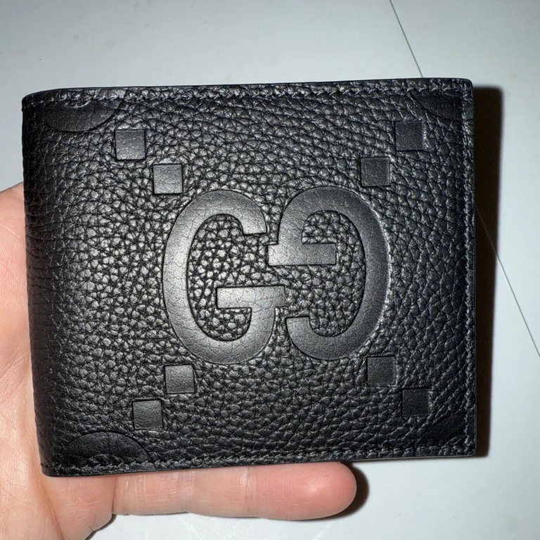 Gucci Jumbo GG Black Italian Leather Bi-Fold Wallet – New Authentic Designer Wallet | 70% OFF + Free 3–5 Day USA Shipping