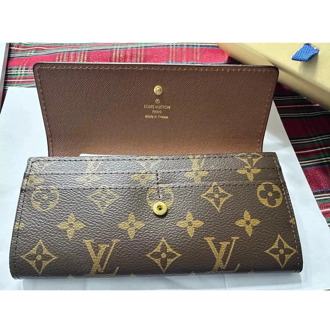 Authentic Louis Vuitton LV Monogram Brown Coated Canvas Sarah Long Wallet – Luxury Designer Women’s Organizer | Free 3–5 Day USA Shipping