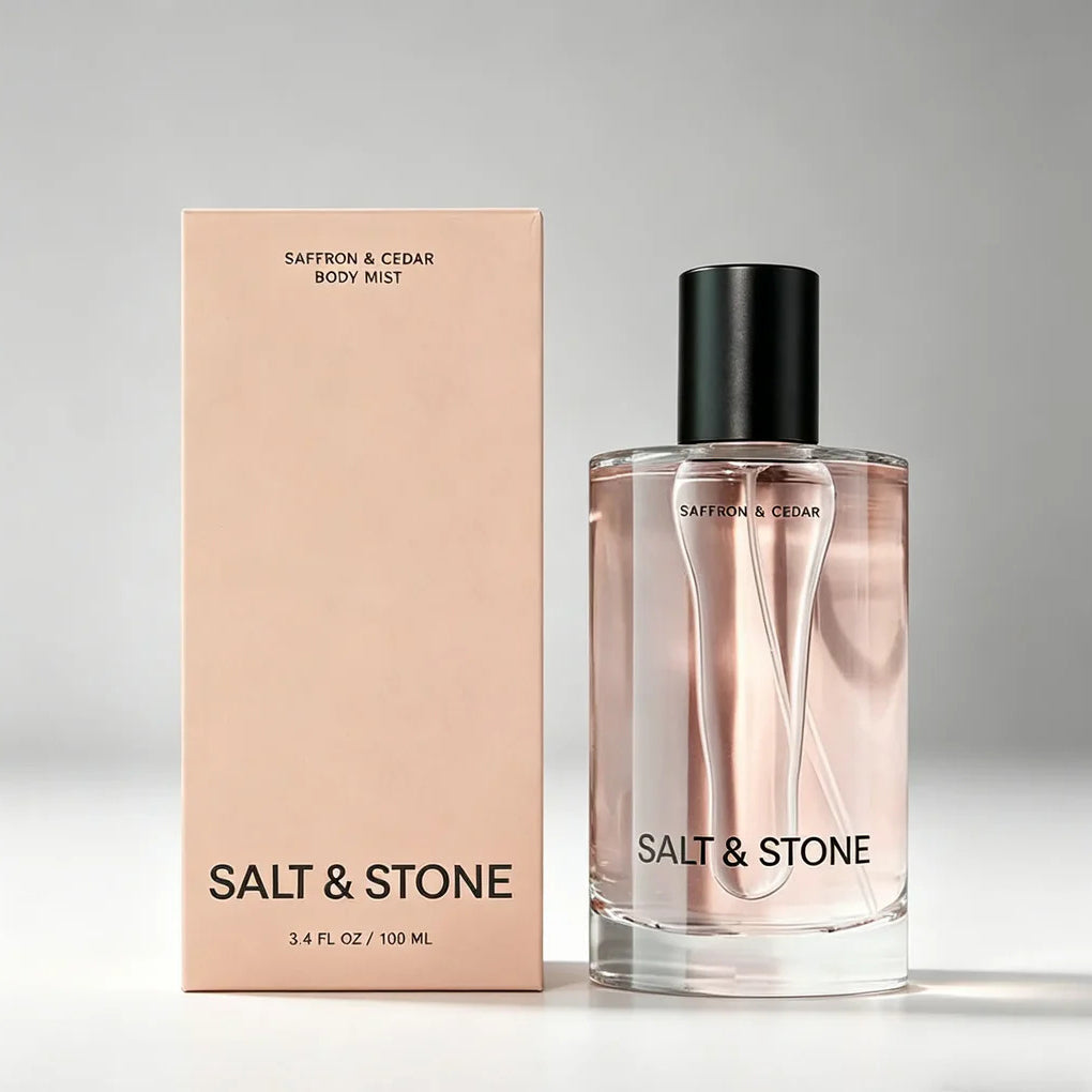 Salt & Stone Saffron & Cedar Body Mist 3.4 oz – Warm Spicy Woody Unisex Fragrance Mist | Free USA 3-Day Delivery