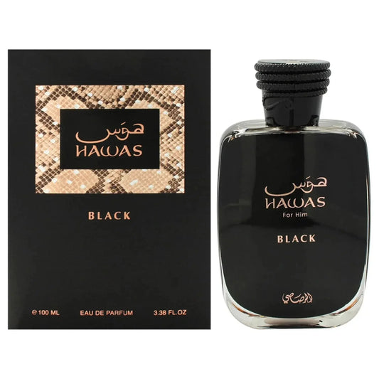 Rasasi Hawas Black For Him Eau De Parfum for Men – Bold Woody Spicy Luxury Fragrance | Free USA 3-Day Delivery