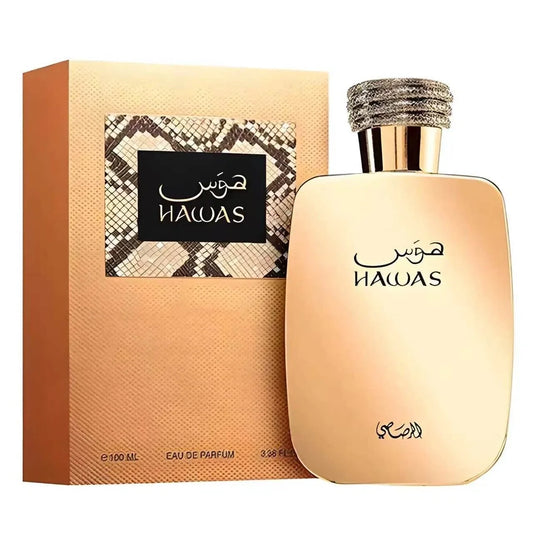 Hawas Gold Edition Eau De Parfum 3.38 oz / 100ML by Rasasi for Men – Luxury Warm Spicy Fragrance | Free USA 3-Day Delivery