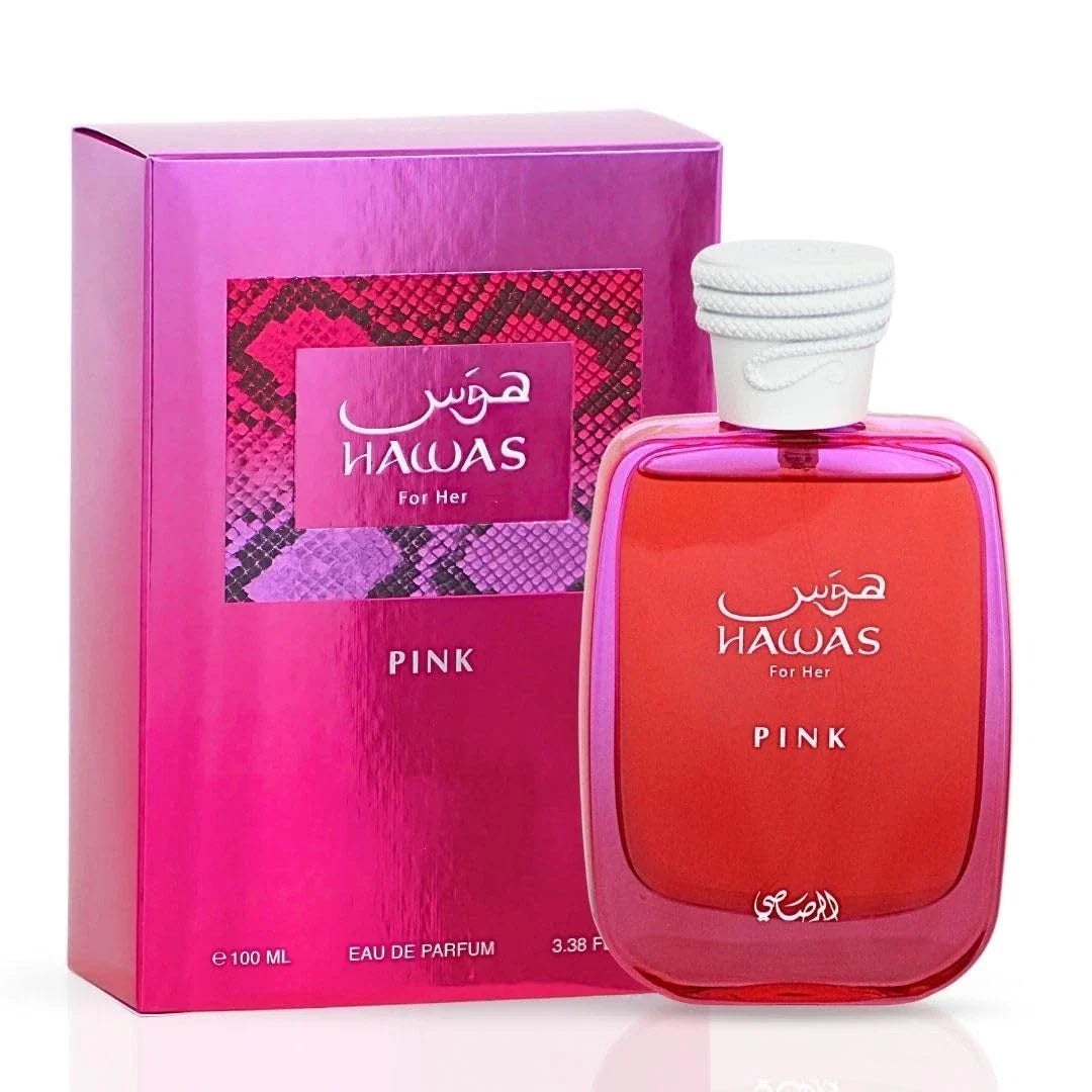 Hawas Pink Eau De Parfum 3.38 oz / 100ML by Rasasi for Women – Sweet Fruity Floral Perfume | Free USA 3-Day Delivery