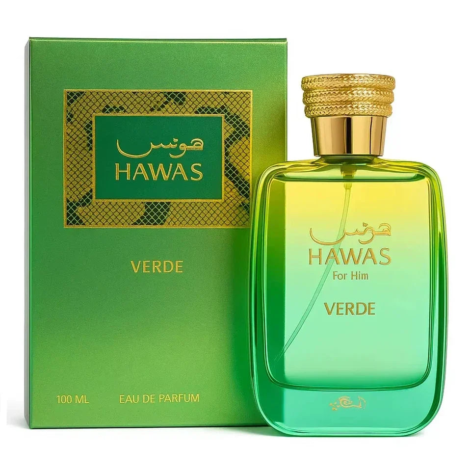 Hawas Verde Eau De Parfum 3.38 oz / 100ML by Rasasi for Men – Fresh Green Citrus Fragrance | Free USA 3-Day Delivery