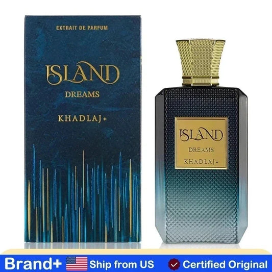 Khadlaj Island Dreams Extrait de Parfum 100ml / 3.4 oz – Exotic Sweet Woody Luxury Fragrance | Long-Lasting Intense Scent | Free 3-Day USA Shipping