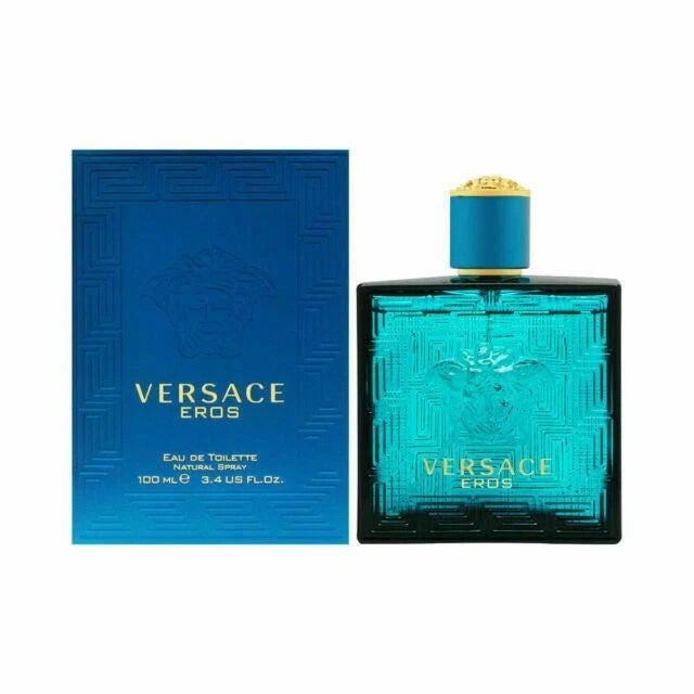 Versace Eros Eau de Toilette for Men 100ml – Fresh Mint Vanilla Woody Cologne | Long-Lasting Fragrance | Free 3-Day USA Shipping